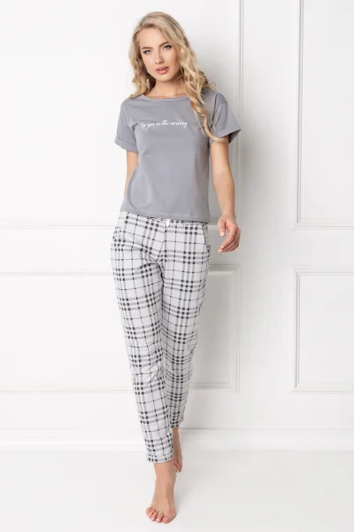 Dámské pyžamo Belle Long Grey SL - Šedá