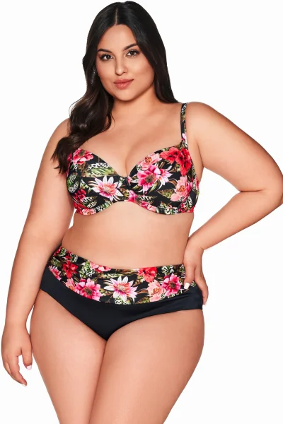 Spodní díl plavek SF 219/3 Floral - Černo-barevná