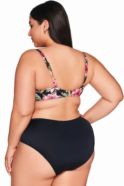 Spodní díl plavek SF 219/3 Floral - Černo-barevná