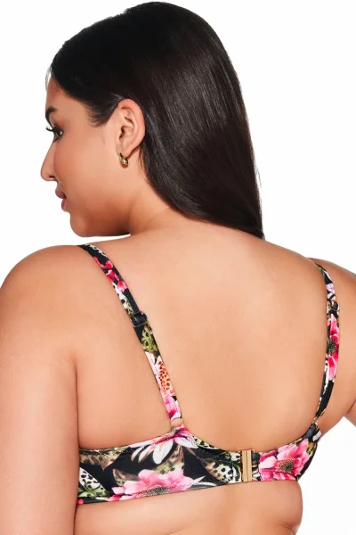 Nevyztužený horní díl plavek SK 219 Floral - Černo-barevná
