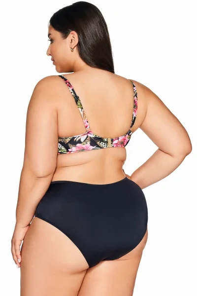 Nevyztužený horní díl plavek SK 219 Floral - Černo-barevná