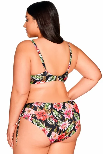 Vyztužený horní díl plavek SK 218 Floral - Černo-barevná