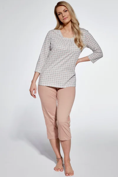 Dámské pyžamo Nadia - bavlna - Světle béžová