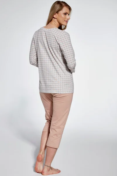 Dámské pyžamo Nadia - bavlna - Světle béžová