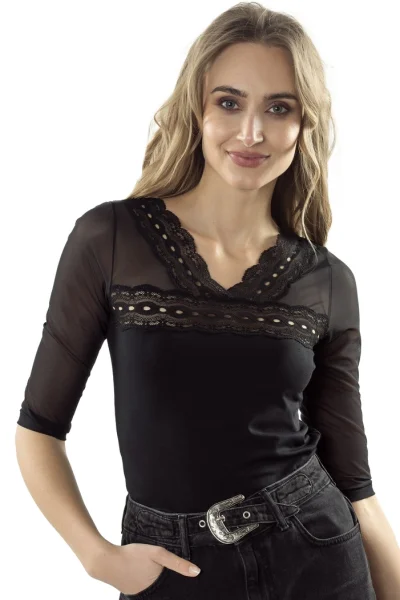 Halenka Mikela - 3/4 rukáv - Černá