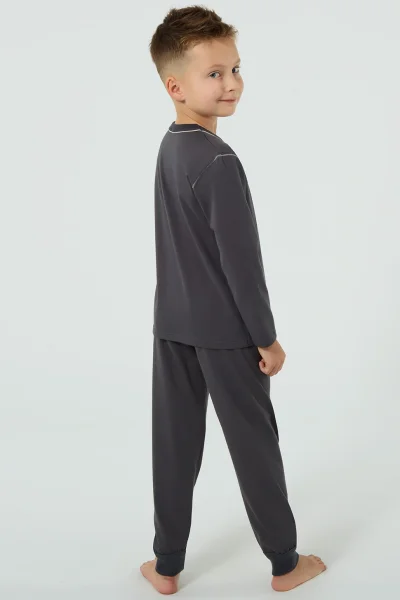 Chlapecké pyžamo 140D Dog - bavlna - Tmavě šedá