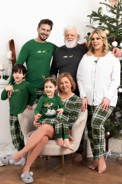 Dámské pyžamo Asama - dlouhé propínací - Ecru-zelená