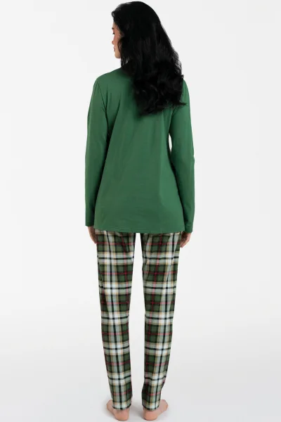 Dámské pyžamo Asama - dlouhé propínací - Zelená
