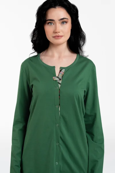 Dámské pyžamo Asama - dlouhé propínací - Zelená