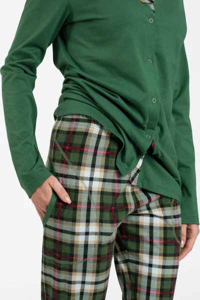 Dámské pyžamo Asama - dlouhé propínací - Zelená