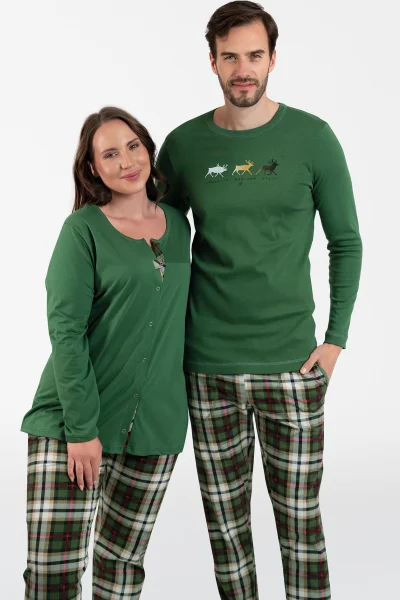 Dámské pyžamo Asama - dlouhé propínací - Zelená