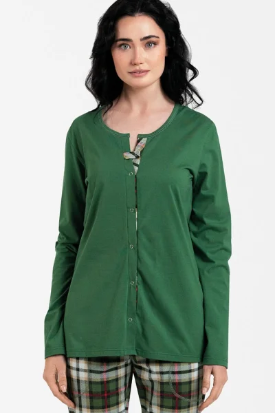 Dámské pyžamo Asama - dlouhé propínací - Zelená