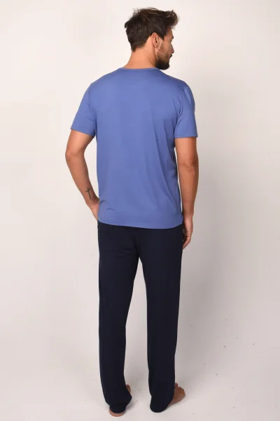 Pánské pyžamo Dallas - Světlemodrá-tmavěmodrá