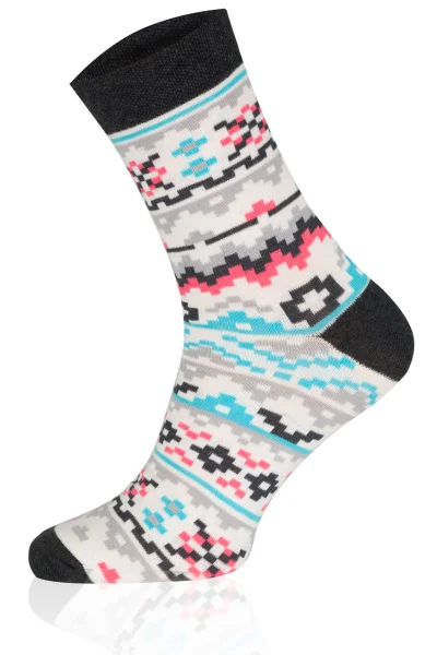 Pánské ponožky S128D/M PIKO - dlouhé - Ecru-šedá