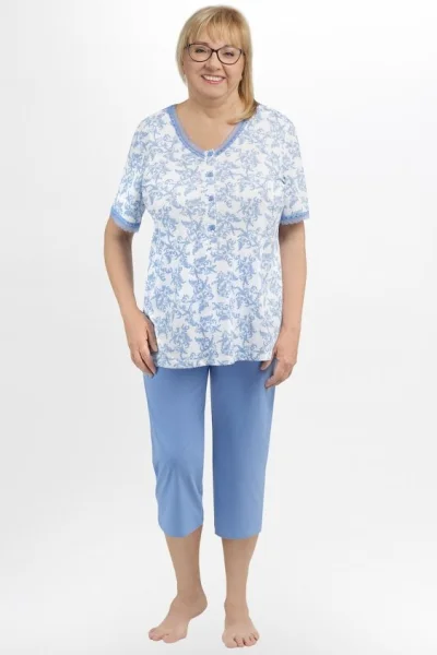Dámské pyžamo Anastazja I 219 - krátký rukáv - Bílo-modrá