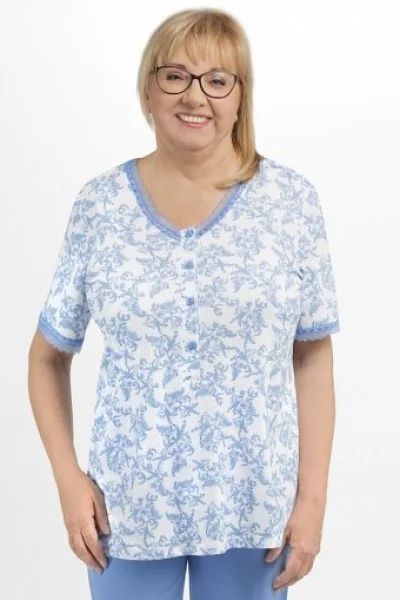 Dámské pyžamo Anastazja I 219 - krátký rukáv - Bílo-modrá