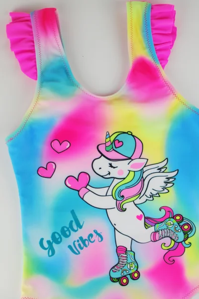 Dívčí jednodílné plavky s jednorožcem KD001 - Mix barev